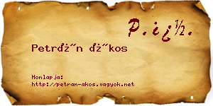 Petrán Ákos névjegykártya